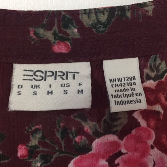 Esprit Burgundy Floral Blouse - Picture 5 of 8